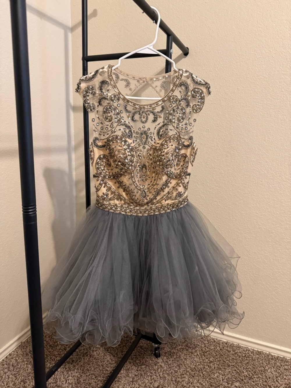 Embellished Gold and Gray Dress
